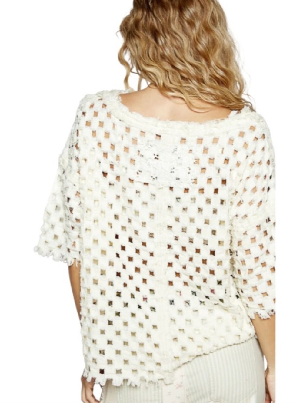 POL White Laser-cut Oversized V-Neck Top-NWOT - Picture 4 of 9